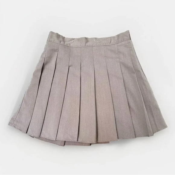 Dresses & Skirts - Loness Pleated Preppy Schoolgirl Academia Tennis Skirt Tan Camel Large